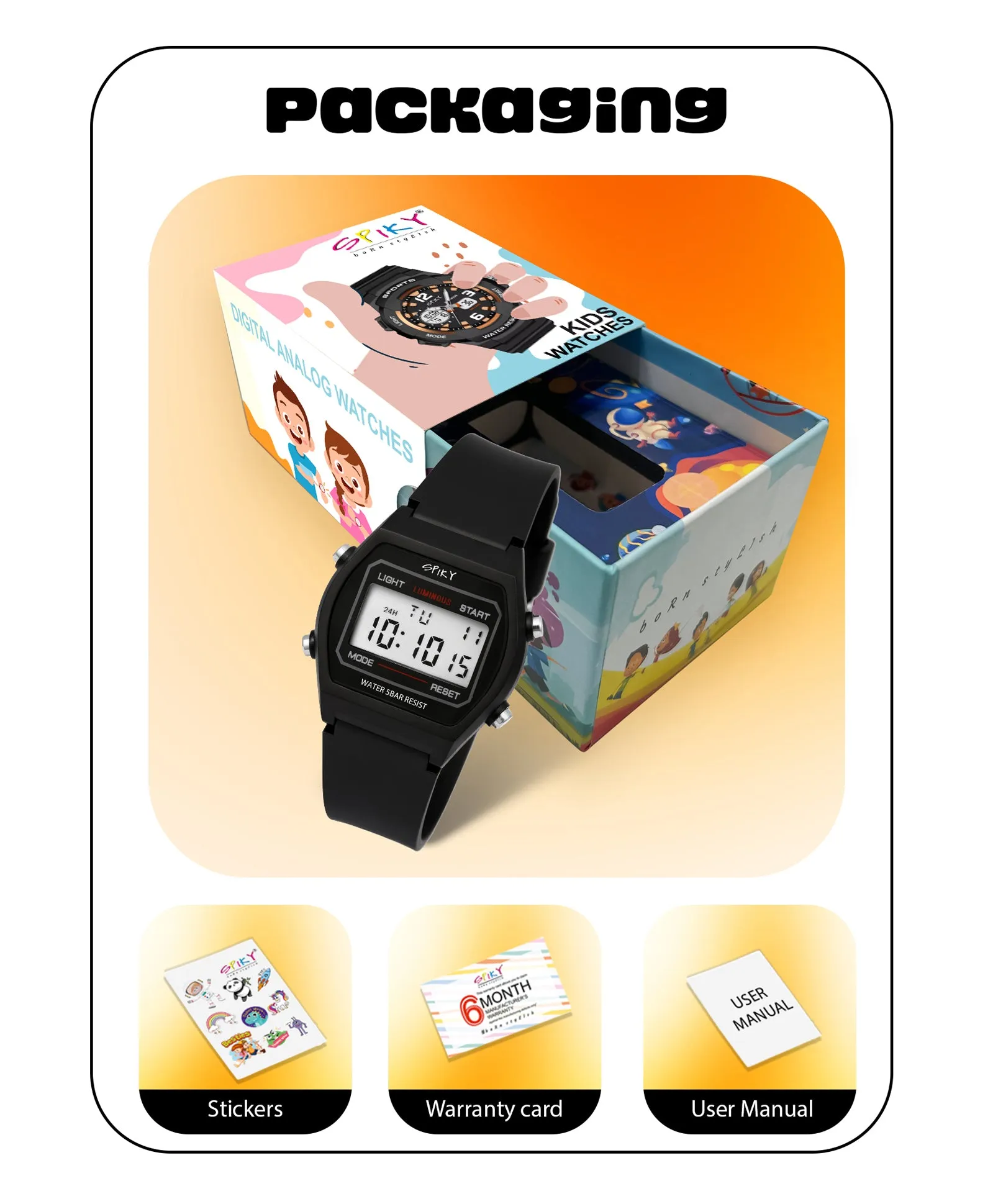 Spiky Eva25 Unique Printed Square Multi Functional Sports Digital Watch - Pink
