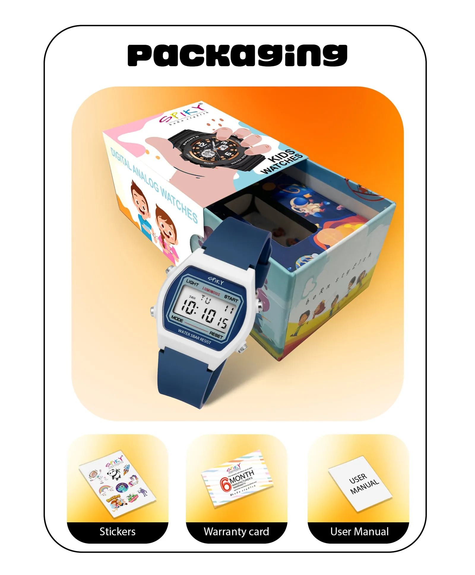 Spiky Eva25 Unique Printed Square Multi Functional Sports Digital Watch - Pink