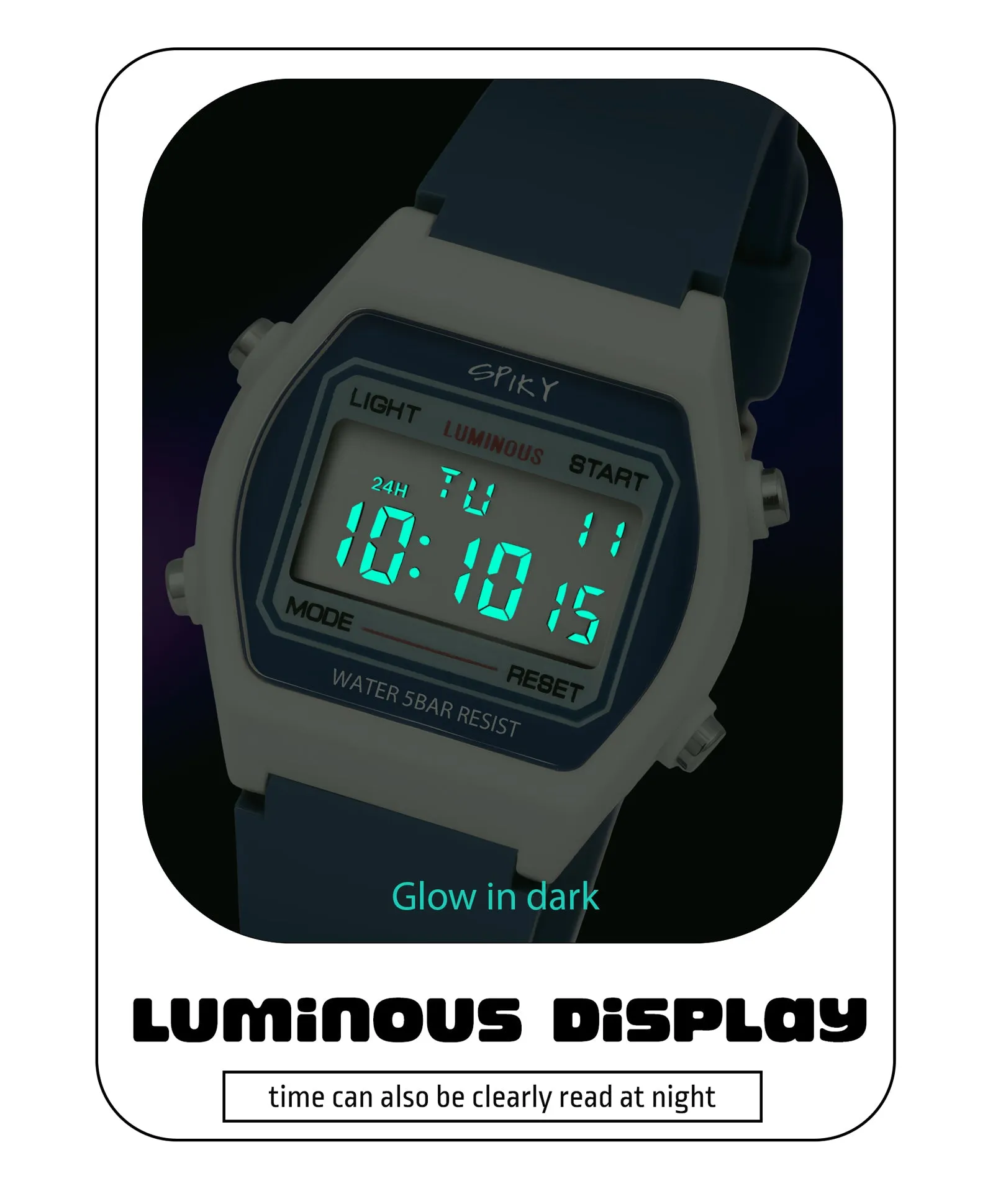 Spiky Eva25 Unique Printed Square Multi Functional Sports Digital Watch - Pink