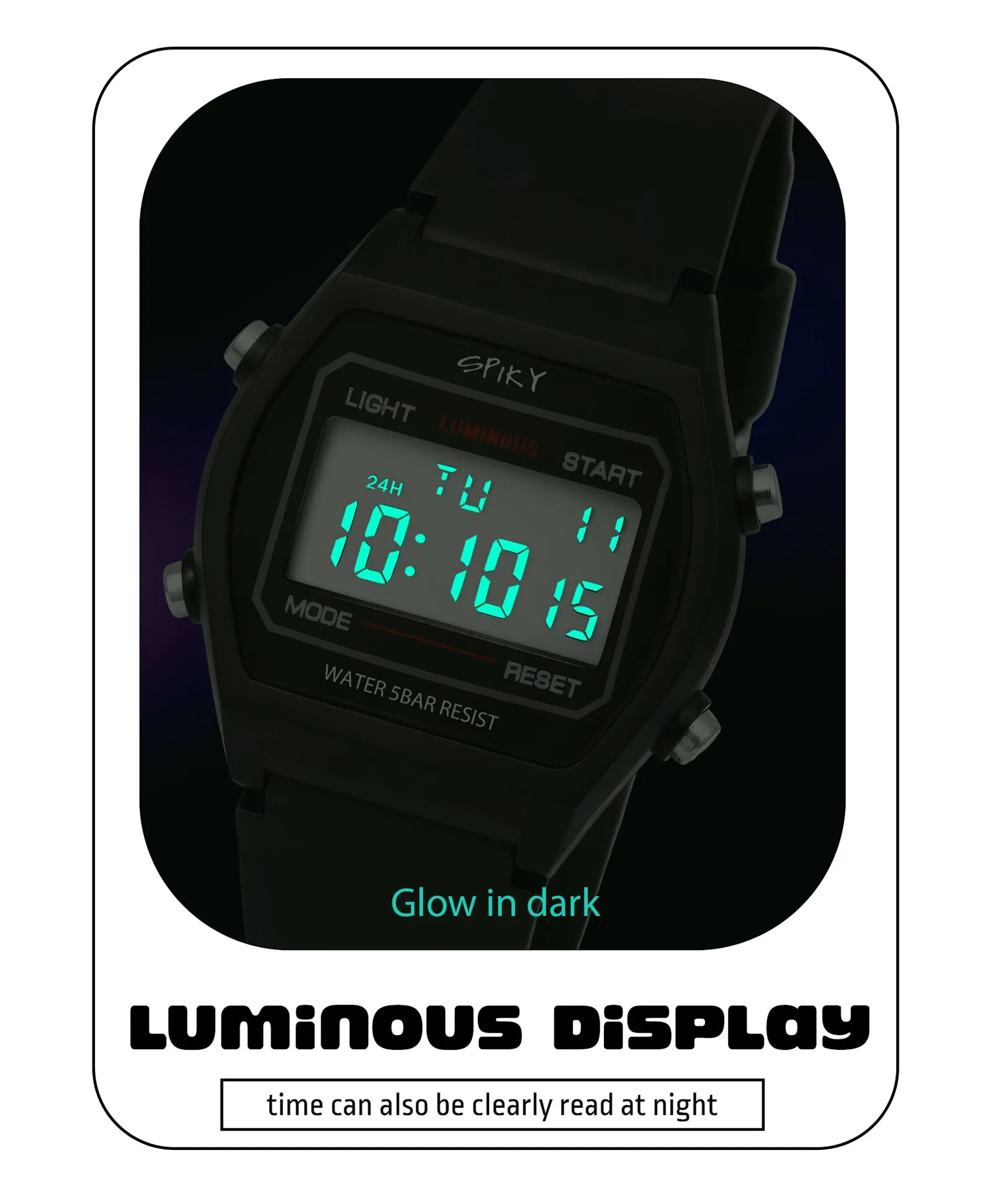 Spiky Eva25 Unique Printed Square Multi Functional Sports Digital Watch - Pink