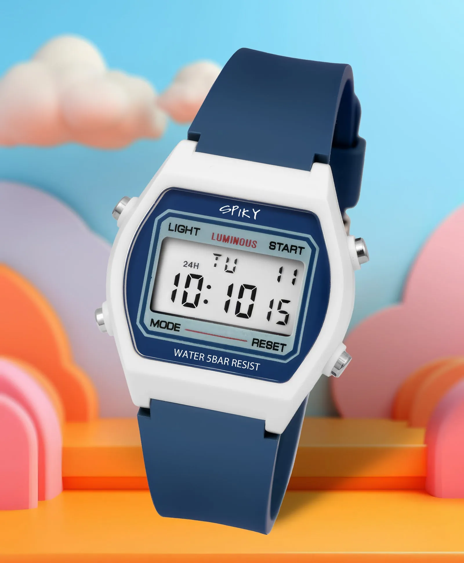 Spiky Eva25 Unique Printed Square Multi Functional Sports Digital Watch - Pink