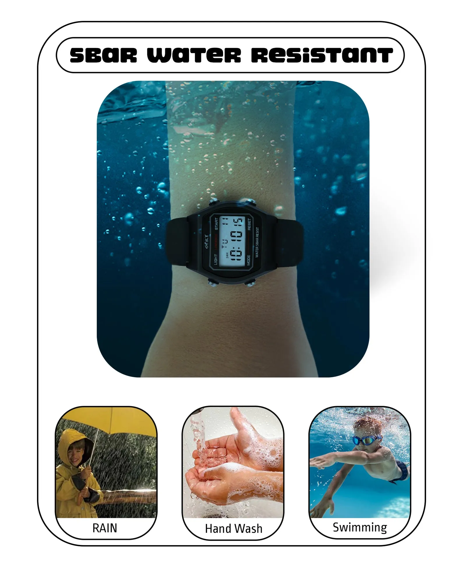 Spiky Eva25 Unique Printed Square Multi Functional Sports Digital Watch - Pink