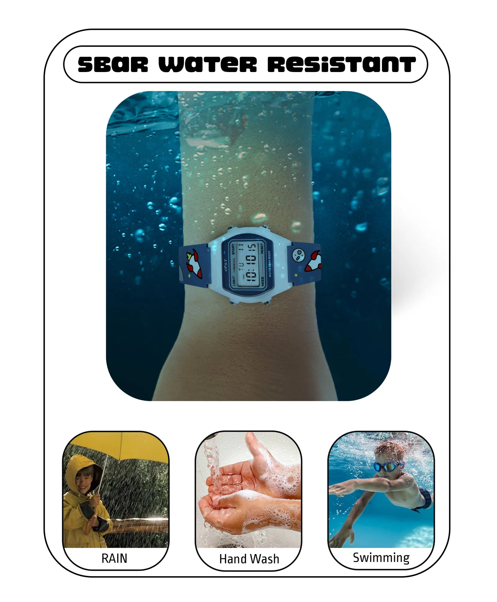 Spiky Eva25 Unique Printed Square Multi Functional Sports Digital Watch - Pink