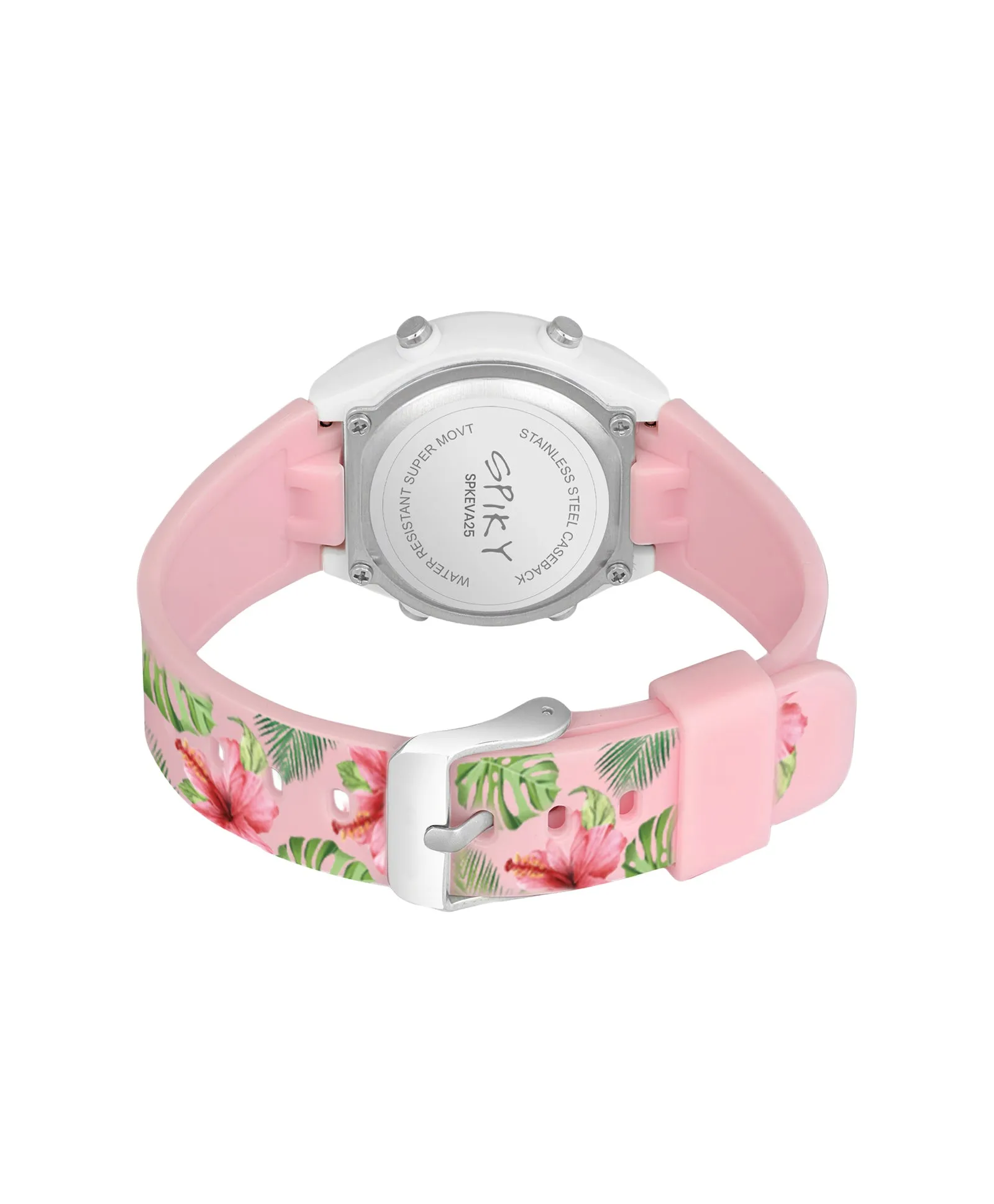 Spiky Eva25 Unique Printed Square Multi Functional Sports Digital Watch - Pink