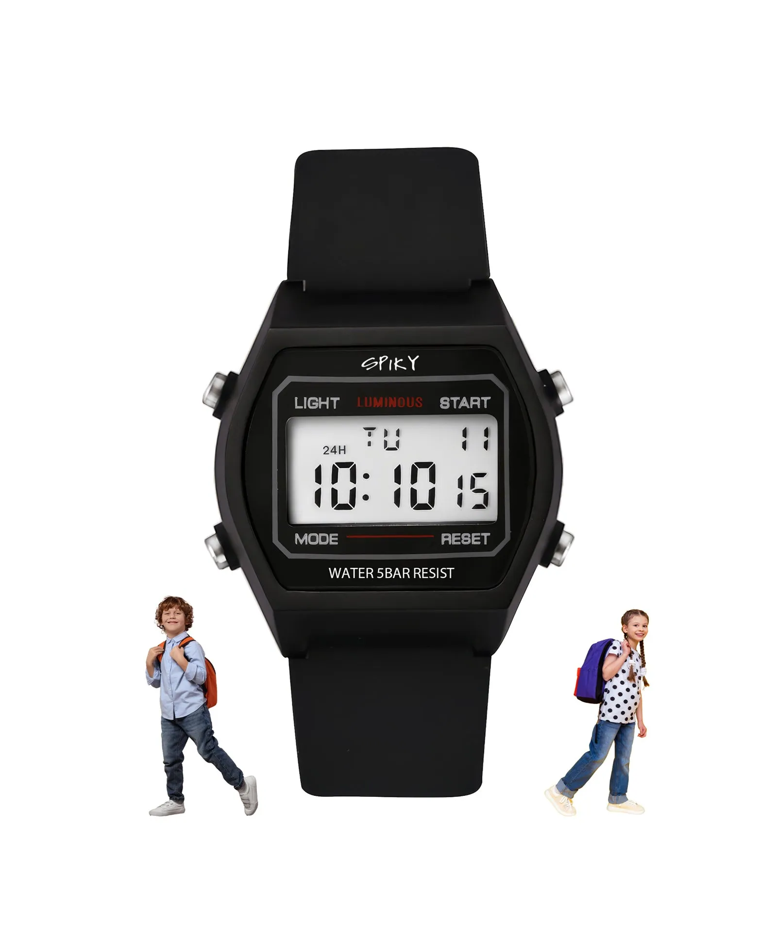 Spiky Eva25 Unique Printed Square Multi Functional Sports Digital Watch - Pink