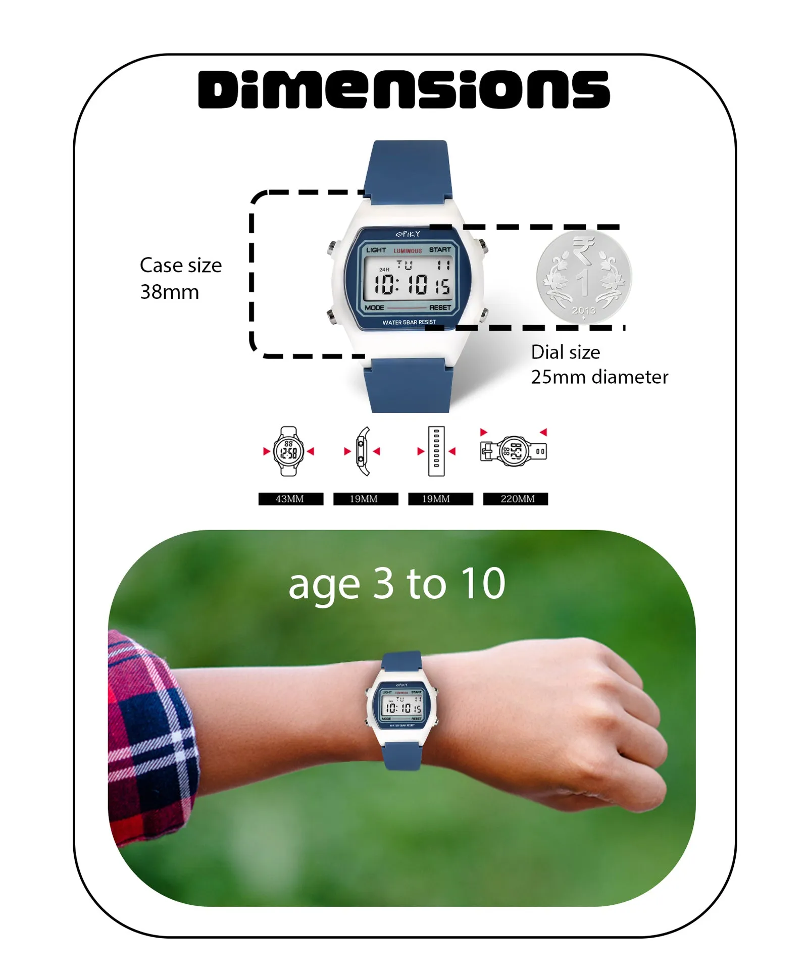 Spiky Eva25 Unique Printed Square Multi Functional Sports Digital Watch - Pink