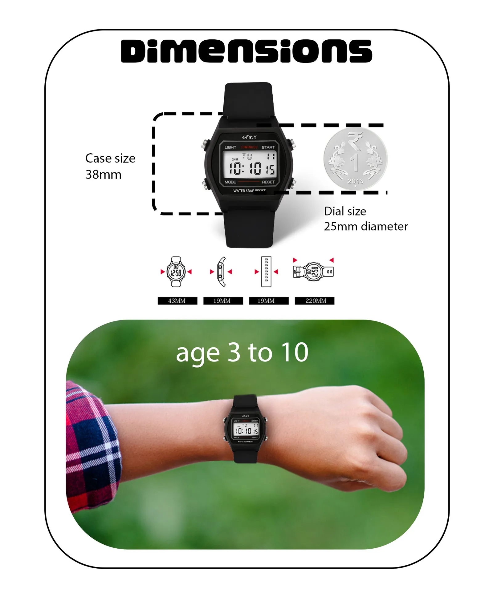Spiky Eva25 Unique Printed Square Multi Functional Sports Digital Watch - Pink