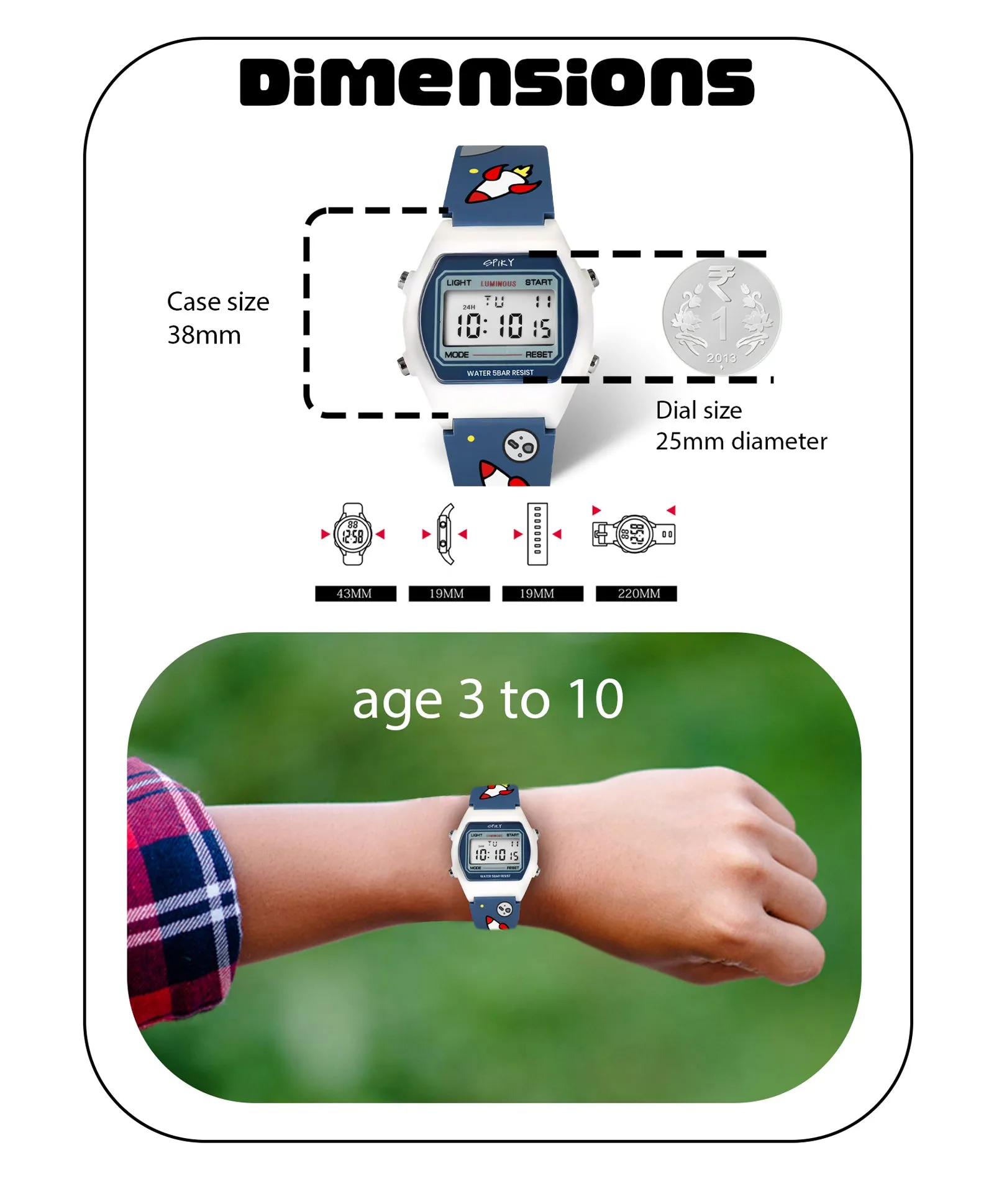 Spiky Eva25 Unique Printed Square Multi Functional Sports Digital Watch - Pink