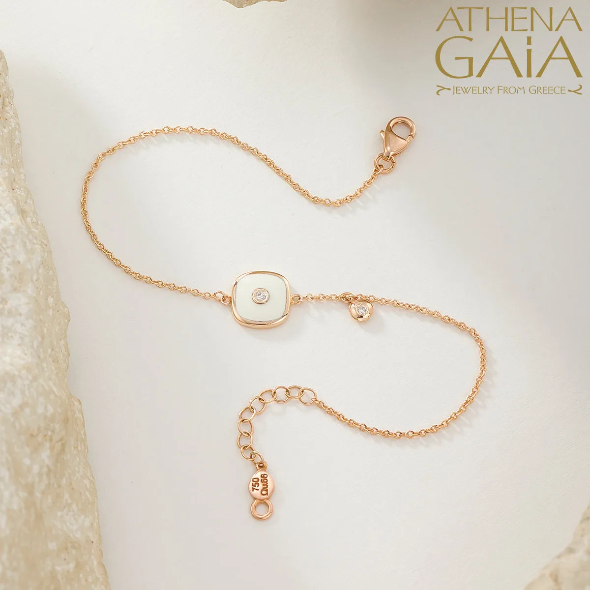 Square Evil Eye Enamel With Diamond Bracelet