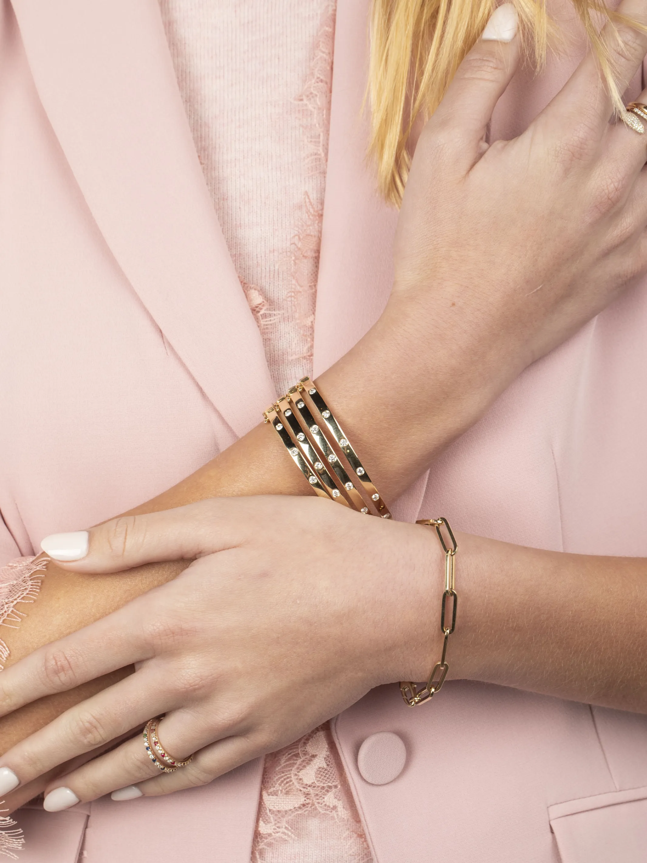 Stackable Diamond Bangle 14K