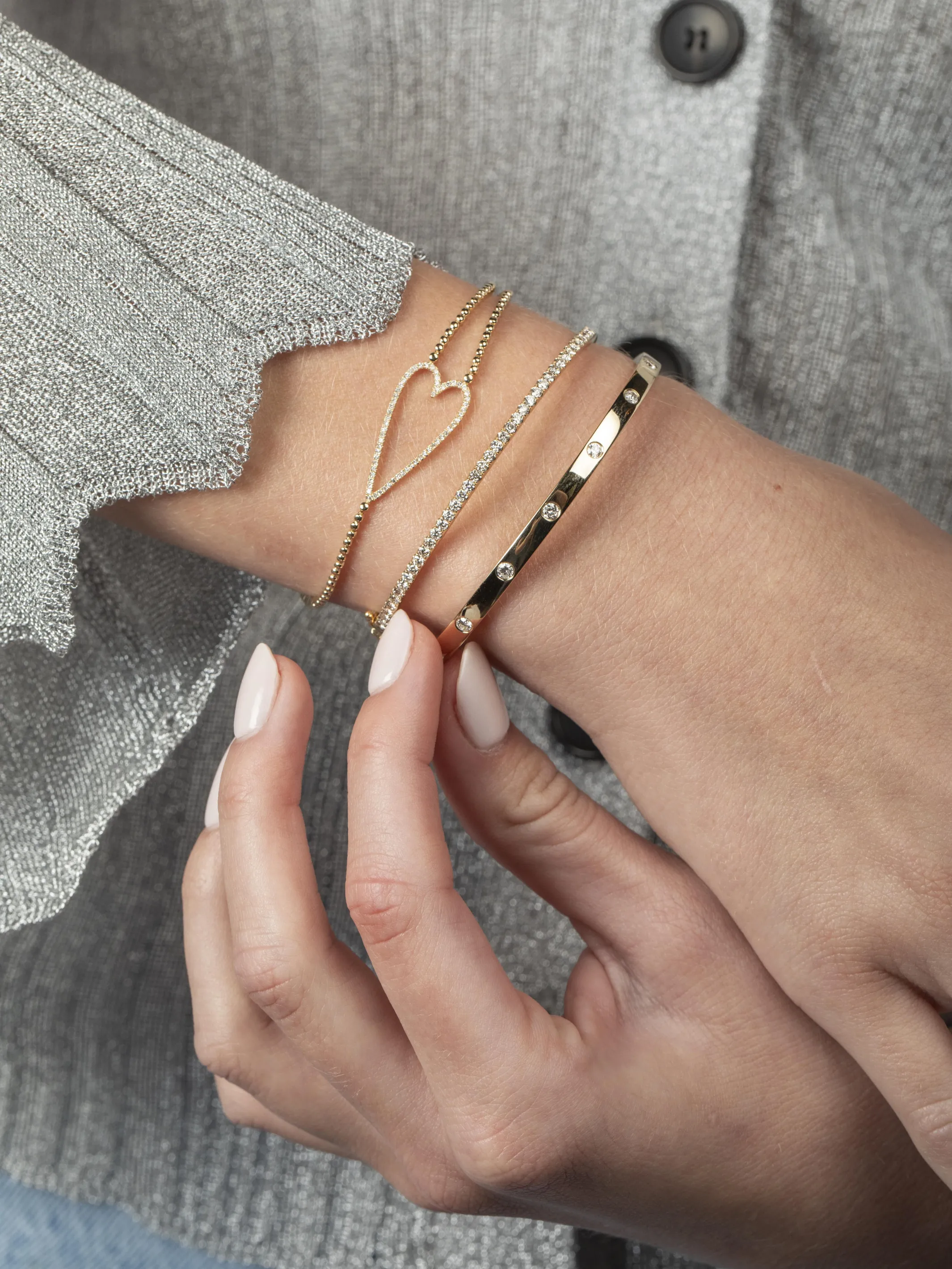 Stackable Diamond Bangle 14K