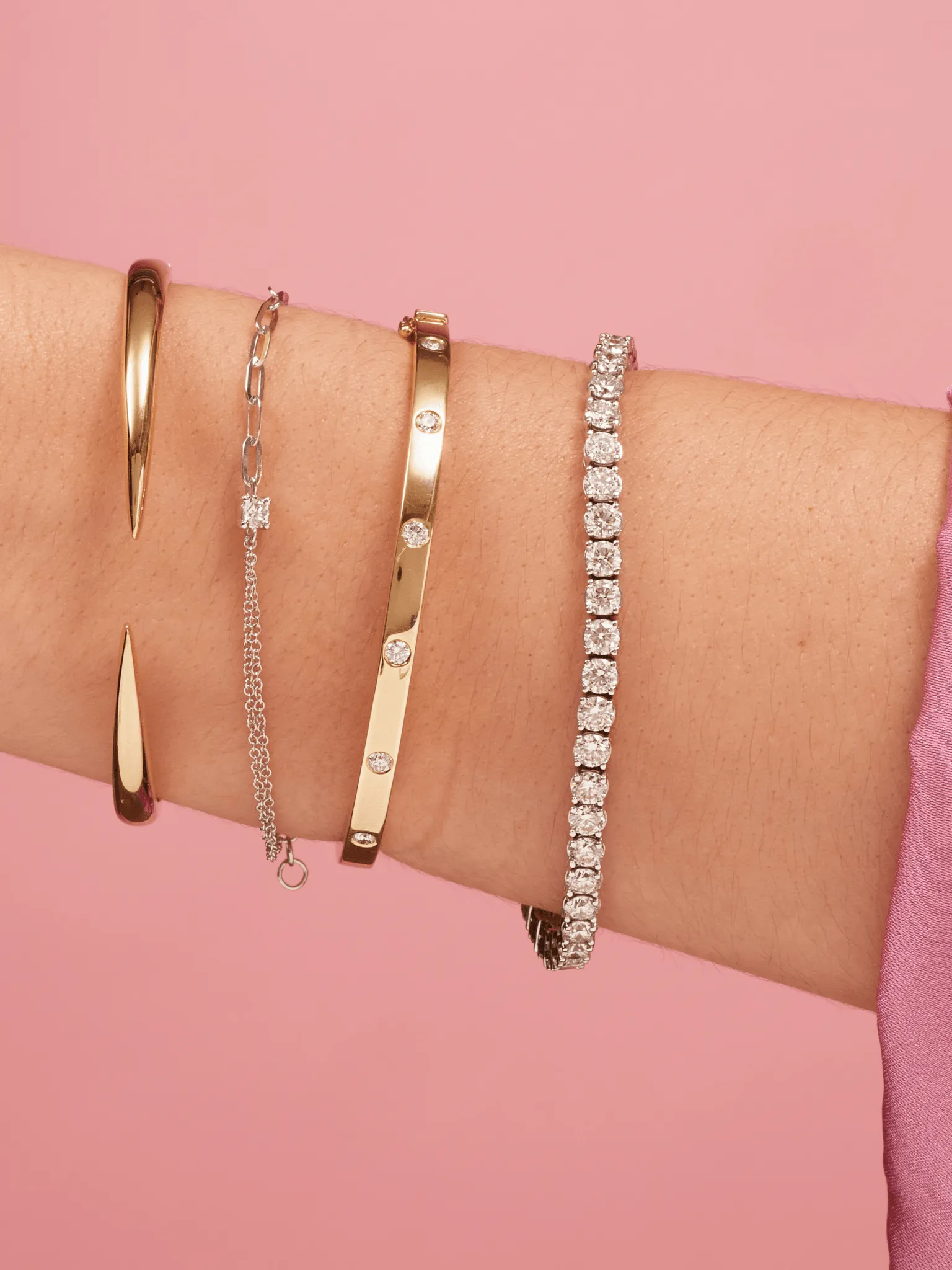 Stackable Diamond Bangle 14K
