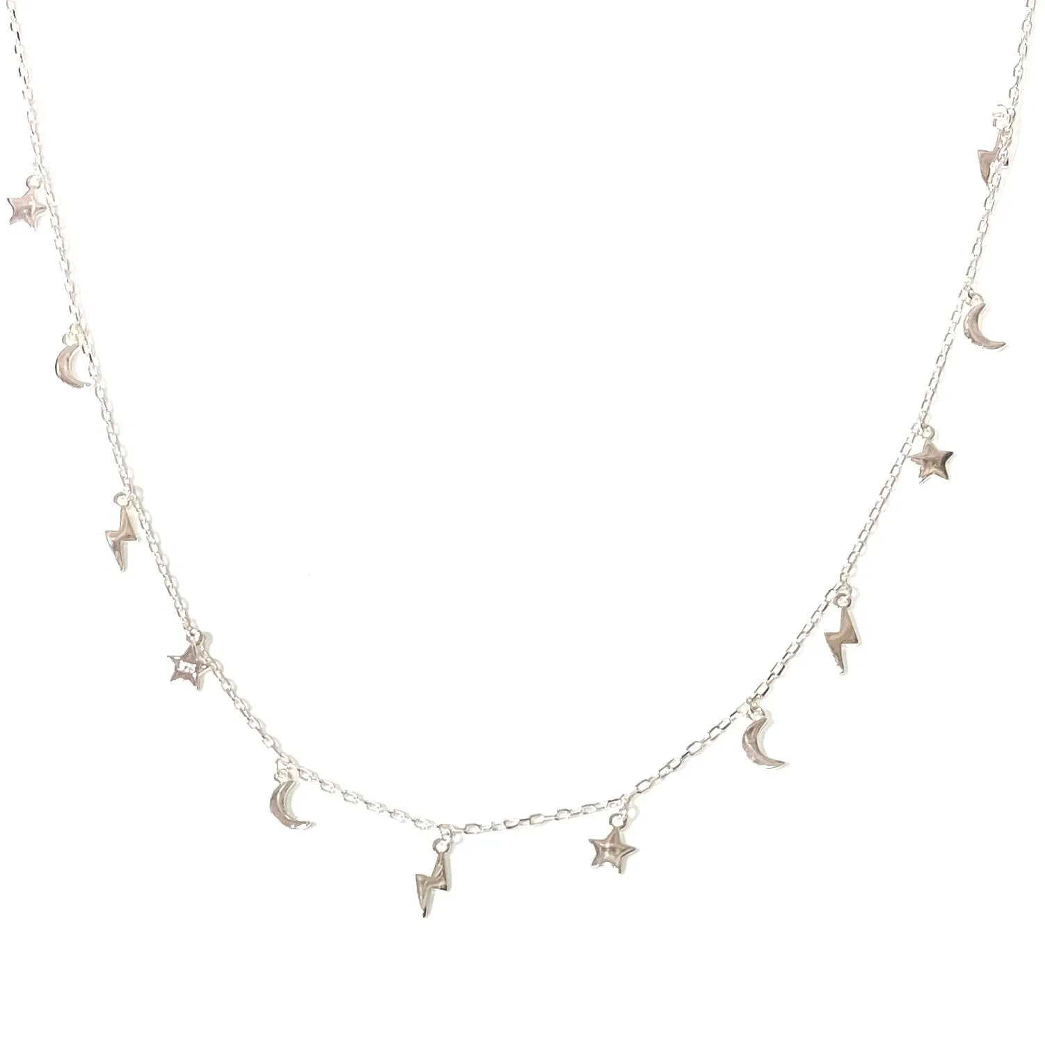 Star Moon Lightning Charm Choker