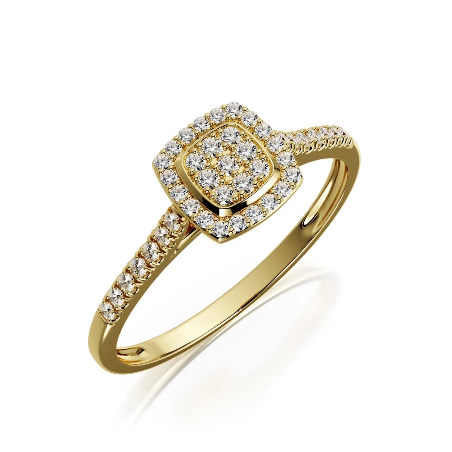 Stellar Cushion Halo Natural   Diamond Engagement Ring