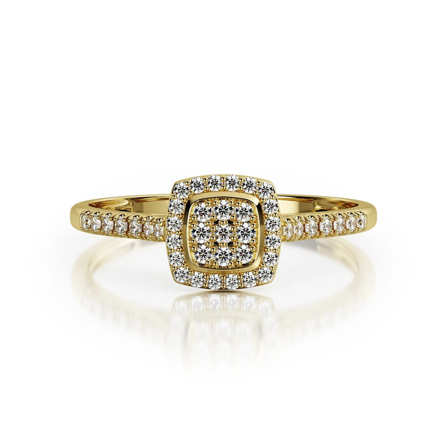 Stellar Cushion Halo Natural   Diamond Engagement Ring
