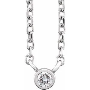 Sterling Silver .03 CT Diamond Solitaire 16-18" Necklace