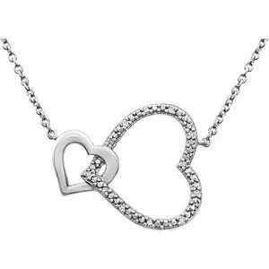 Sterling Silver .03 CTW Diamond Interlocking Heart 18" Necklace