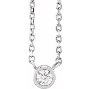 Sterling Silver .06 CT Diamond Solitaire 16-18" Necklace