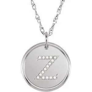 Sterling Silver .08 CTW Natural Diamond Posh Mommy¬Æ Initial Z 18" Necklace