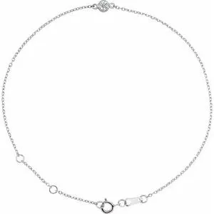 Sterling Silver 1/10 CT Natural Diamond Bezel-Set Solitaire 6 1/2-7 1/2" Bracelet