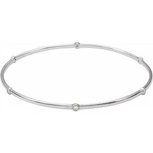 Sterling Silver  1/4 CTW Diamond Bezel-Set Bangle 8" Bracelet