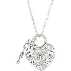 Sterling Silver 1/6 CTW Diamond Heart 18" Necklace