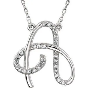 Sterling Silver 1/8 CTW Diamond Initial A 16" Necklace