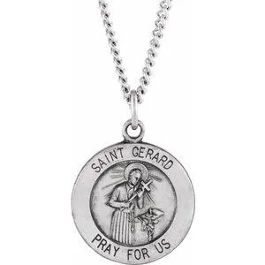Sterling Silver 18 mm St. Gerard Medal Necklace