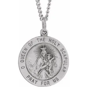 Sterling Silver 25 mm Round Scapular 24" Necklace