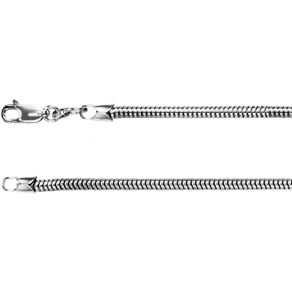 Sterling Silver 2.5mm Round Snake 7" Chain