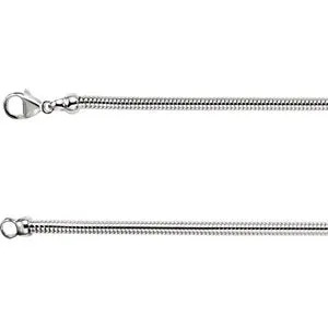 Sterling Silver 3.25 mm Round Snake 7" Chain
