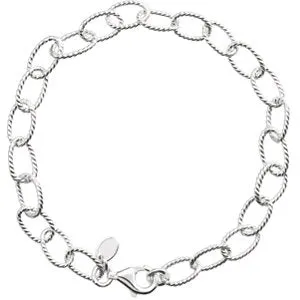 Sterling Silver 6 mm Knurled Cable 7" Bracelet