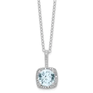 Sterling Silver Aquamarine & Diamond Necklace