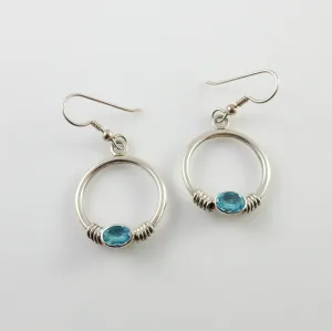 Sterling Silver Blue Topaz Round Earrings