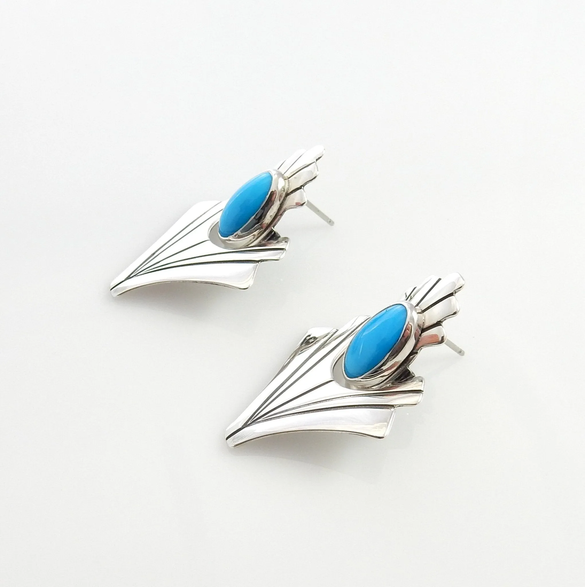Sterling Silver Blue Turquoise Post Earrings