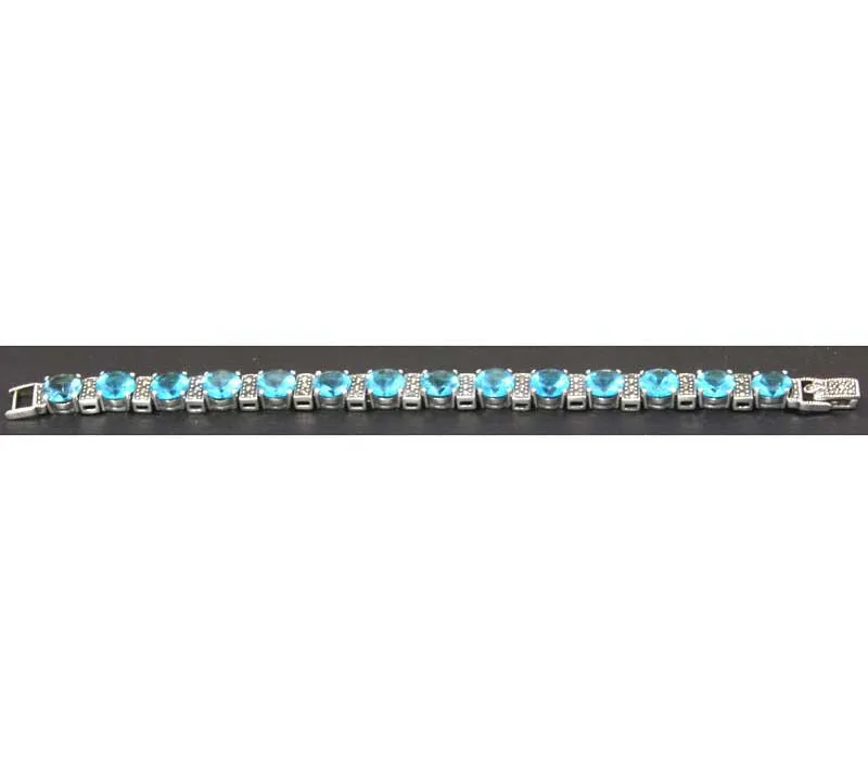 Sterling Silver Bracelet Blue Zircon Zirconia