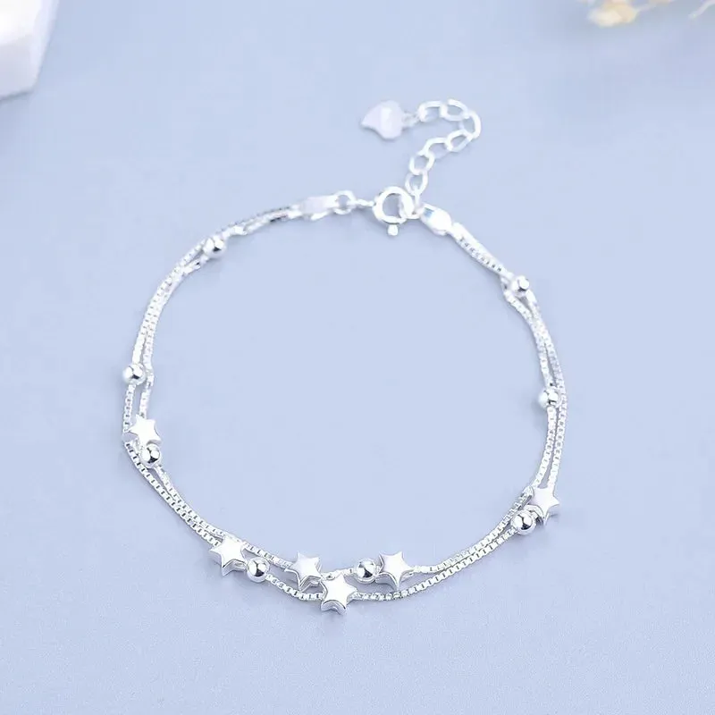 Sterling Silver Bracelet Woman Vintage Luxury Original Jewelry Accessories Fashion Designer Party Wedding Jewelry