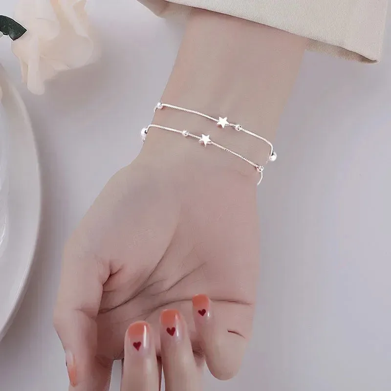 Sterling Silver Bracelet Woman Vintage Luxury Original Jewelry Accessories Fashion Designer Party Wedding Jewelry