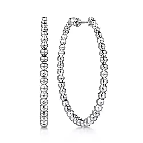 Sterling Silver Bujukan Graduated 50mm Classic Hoop Earrings