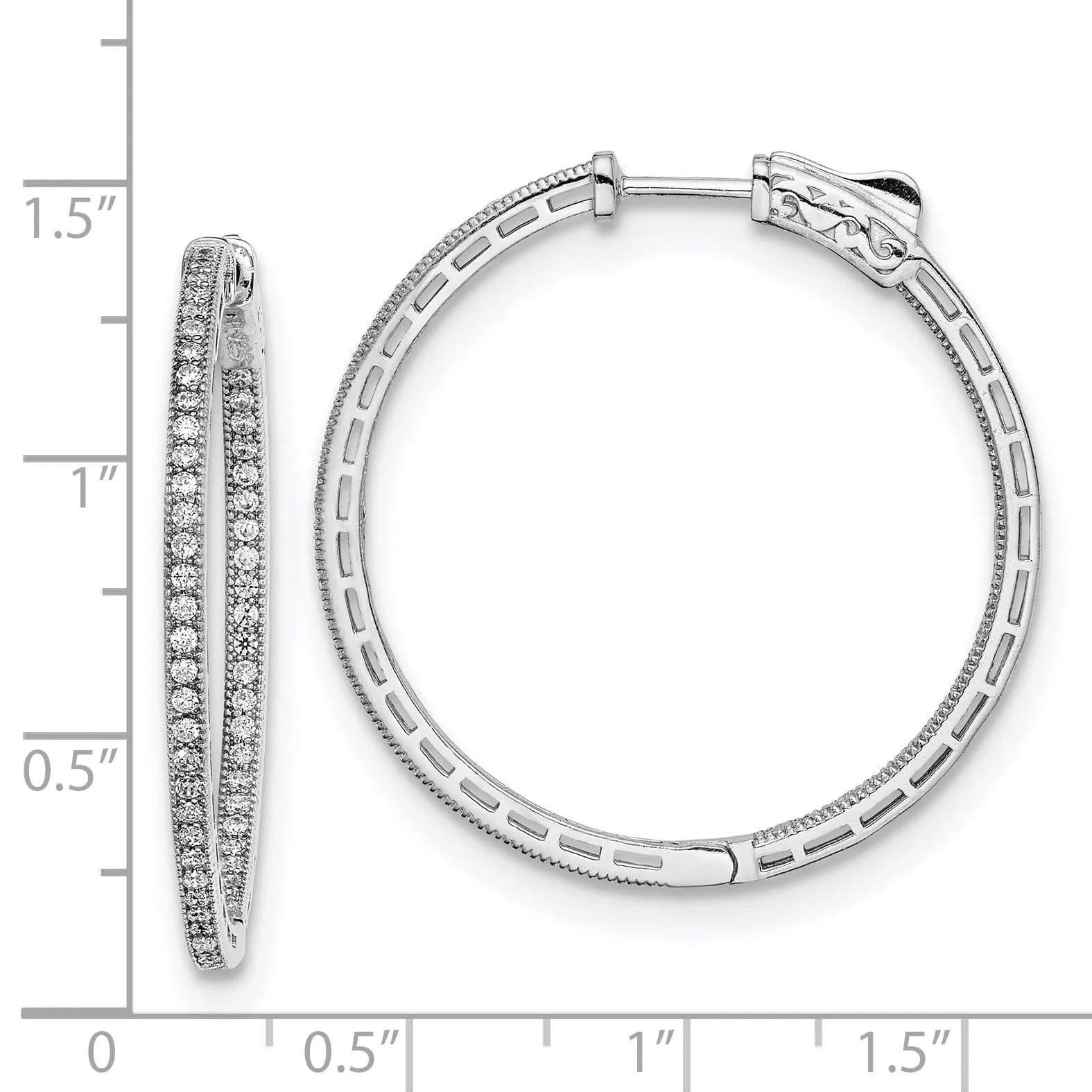 Sterling Silver CZ In and Out Hoop Earrings
