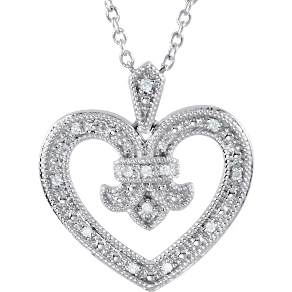 Sterling Silver Diamond Heart Necklace