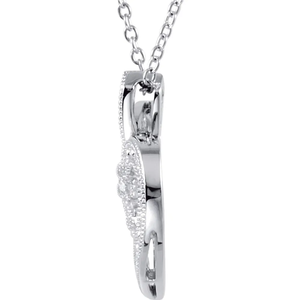 Sterling Silver Diamond Heart Necklace