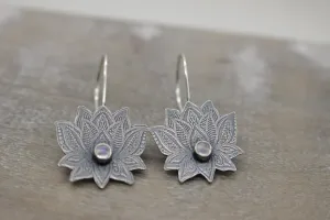 Sterling silver lotus hoops