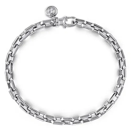 Sterling Silver Men's Faceted Chain Bracelet