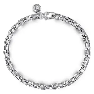 Sterling Silver Men's Faceted Chain Bracelet