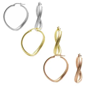 Sterling Silver Omega Twisting Hoop Earrings. Available in 3 Colors.