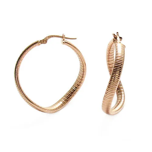 Sterling Silver Omega Twisting Hoop Earrings. Available in 3 Colors.