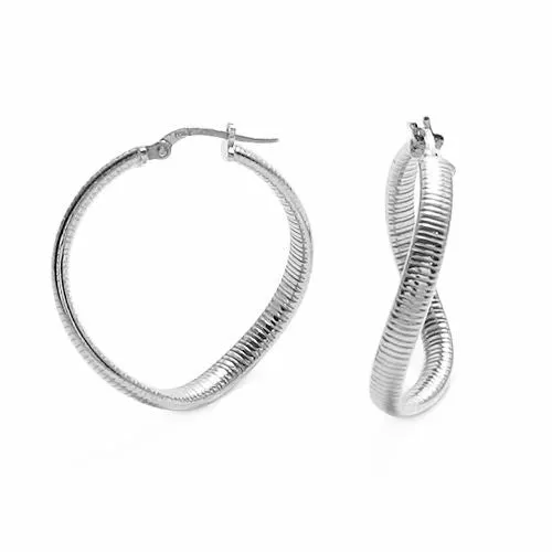 Sterling Silver Omega Twisting Hoop Earrings. Available in 3 Colors.