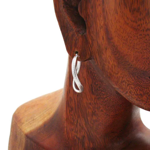 Sterling Silver Omega Twisting Hoop Earrings. Available in 3 Colors.