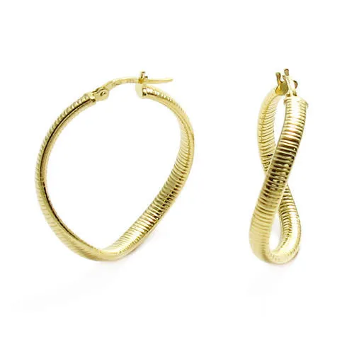 Sterling Silver Omega Twisting Hoop Earrings. Available in 3 Colors.